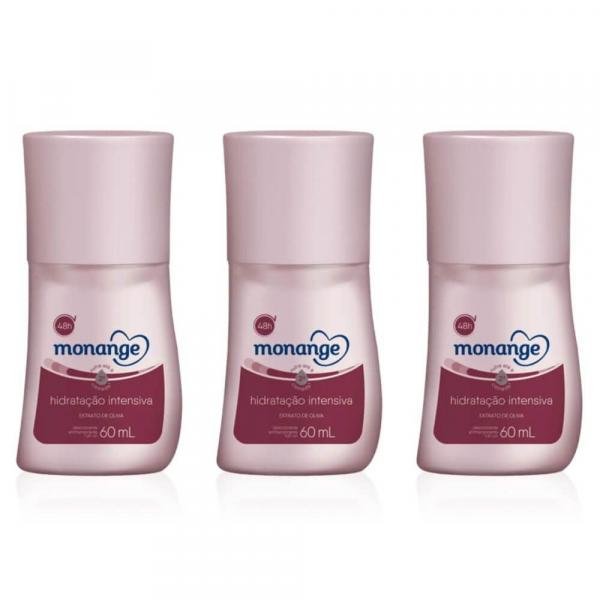 Monange Hidratação Intensiva Desodorante Rollon 60ml (Kit C/03)