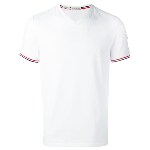 Moncler Camiseta com Detalhe Listrado - Branco