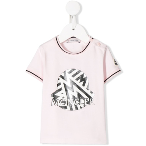 Moncler Kids Camiseta com Estampa de Logo Metálico - Rosa