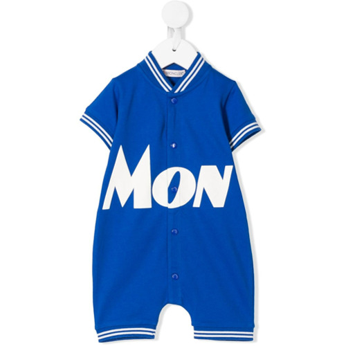 Moncler Kids Macacão com Estampa de Logo - Azul