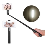Monopé portátil extensível sem fio BT portátil Selfie Stick com 3 níveis Controle de brilho Suporte para telefone com luz de preenchimento Compatível com iPhone X / Xs / XR / 8/8 P
