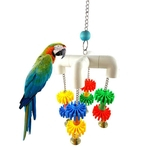 Engraçado Mastigar colorido mordida Praça Hanging brinquedo com Bell para o animal de estimação do pássaro do papagaio Climbing