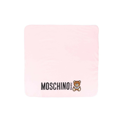 Moschino Kids Manta Quadrada com Estampa de Logo - Rosa