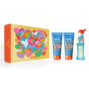 Moschino Love Love Kit Perfume Feminino EDT + Loção Corporal + Gel de Banho Kit