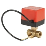 Motorized ball valve, electric brass ball valve AC 220V G1/2 \\"DN15 3-way thread connection 3 flow control valve