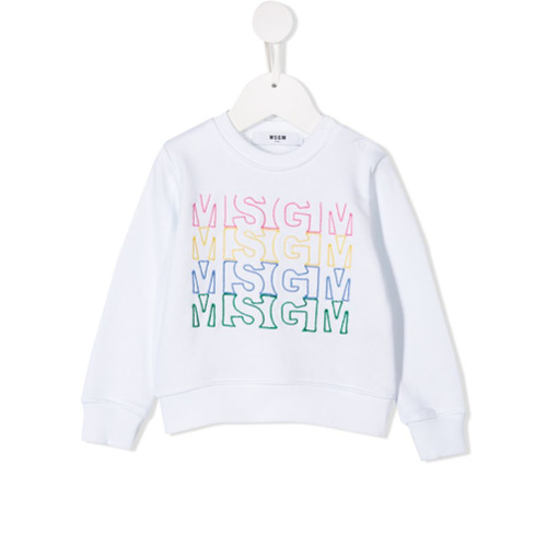 Msgm Kids Embroidered Logo Sweatshirt - Branco