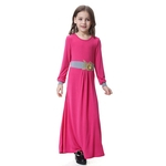 Muçulmano tradicional étnico Applique solto vestido Robe para meninas