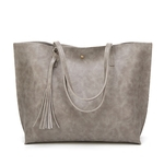 Mulher Casual Bolsas Mulheres Couro Tassel Handbag Shoulder Bag Crossbody Bag Grey