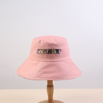 Mulheres Big - abas Pescador Hat Cartas Padrão protetor solar dobrável Chapéu de Sol