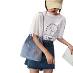 Women Canvas Magnetic Buckle Bucket Shoulder Bag for Shopping Dating Picknick