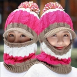 Mulheres Cap inverno de espessura Cap Quente Proteção de orelha Boné de lã equitação Knit