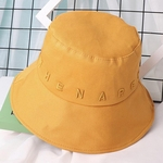 LAR Mulheres balde chapéu pescador chapéu de sol protetor solar carta bordado cor sólida