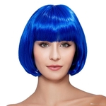 Mulheres Charming reta curta Costume Bangs Cabelo Azul peruca sintética Kanekalon resistente ao calor Partido Cosplay cabelo peruca completa Perucas