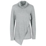 Mulheres Colarinho alto Grosso manga comprida Irregular assentamento T-shirt Plush Sweater