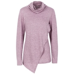 Mulheres Colarinho alto Grosso manga comprida Irregular assentamento T-shirt Plush Sweater