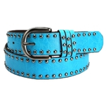 Mulheres cor sólida Punk studed Faux Leather Belt Buckle