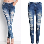 Mulheres Cotton Elastic Lápis Calças Jeans