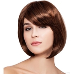 Women Fashion Short Straight Brown Bob Hair Synthetic Costume Party Hair Kanekalon Heat Resistant Cosplay Party Hair Full Wig Wigs