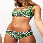 Mulheres de Split Swimsuit simples Leopard Bikini Set Ruffle Bandage Swimwear Sexy Feminino desgaste da natação maiô novo produto