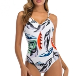 Mulheres de uma peça Swimwear Impressão Swimsuit Bikini Plus-size Backless terno de banho