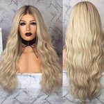 Women Long Curly Wig For Blonde Hair Women Party Heat Resistant Hair Synthetic Wig