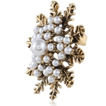 Mulheres Do Vintage Faux Pearl Embutidos Floco De Neve Broche Pin Cardigan Shawl Acessório