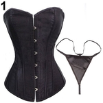 Mulheres Do Vintage Sexy Lace Up Waist Trainer Corset Bustier Bodyshaper + G-String