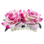 Mulheres Duplo velo Rose Flower Design Comb Headwear Delicate