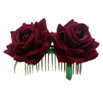 Mulheres Duplo velo Rose Flower Design Comb Headwear Delicate