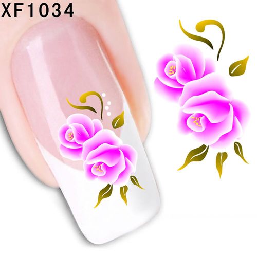 Mulheres Flor Design Nail Art Sticker Transferência de Água Decal Diy Manicure Beleza