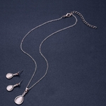 Mulheres Gota De água Faux Opal Pendant Chain Necklace Ear Stud Earrings Jewelry Set