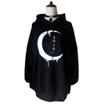 Mulheres gótico com capuz emenda de manga longa lua impressão de lã com capuz Camisola