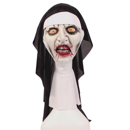 Mulheres Halloween Horror assustador Nun Máscara Acessórios Aterrorizante Cosplay Chapelaria partido