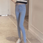 Mulheres High Elastic Elevador Hip Calças Médio cintura fina Lápis Denim Jeans calças compridas