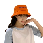 Mulheres Homens Cotton Aba larga Sunhat Sólidos Fisherman Cor Bucket Sunscreen Praia Hat (Orange, M)