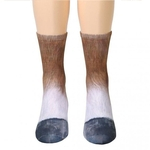 Mulheres Homens 3D animal print pata respirável meias de algodão
