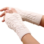 Mulheres Homens Moda Inverno Crochet sólidos Fingerless Luvas com polegar buraco malha estoque pronto