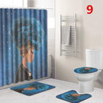 Mulheres Impressão Africano WC Pad Tampa Bath Mat Shower Curtain Set