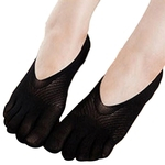 Mulheres Lady Meninas Utral fino de algodão Socks engraçado Toe Five Finger Meias Chinelos (Black)