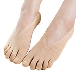 Mulheres Lady Meninas Utral fino de algodão Socks engraçado Toe Five Finger Meias Chinelos (Skin)
