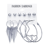 Mulheres Lady Moda Ear Stud Cristal de Metal Brincos Set Kit