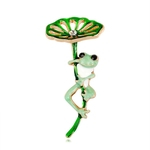 Women Lady Fashion Epoxy Cartoon Lotus Leaf Frog Brooch Clothing Accessories