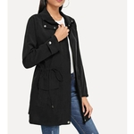Mulheres Lady Moda Outono Nova Belted Zipper jaqueta corta-vento Top Coat