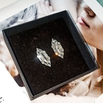 Mulheres Lady S925 Sterling Silver Rhombic diamante brincos da orelha Acessórios Stud Jewelry