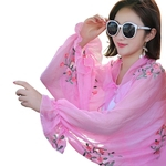 Mulheres Lady Sun Proteção Floral Gauze Xaile Verão Xaile mangas (pêssego rosa)