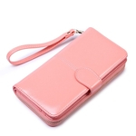 Mulheres Long PU bolsa carteira crédito em dinheiro Zipper Titular Folding Clutch Bag (rosa)