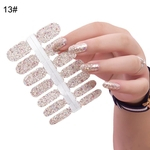Mulheres Menina Glitter Unha Polonês Decalque Tiras Adesivos Adesivos Manicure Kit Decoração