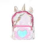 Mulheres Meninas Shimmer Sequins Heart-Shaped Único milho Cavalo Viagem Backpack Gostar
