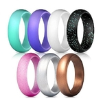 Mulheres Moda 7 cores de mistura de silicone suave Rings Set