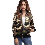 Mulheres Moda Camouflage impressão Zipper Baseball Brasão Uniforme Jacket
